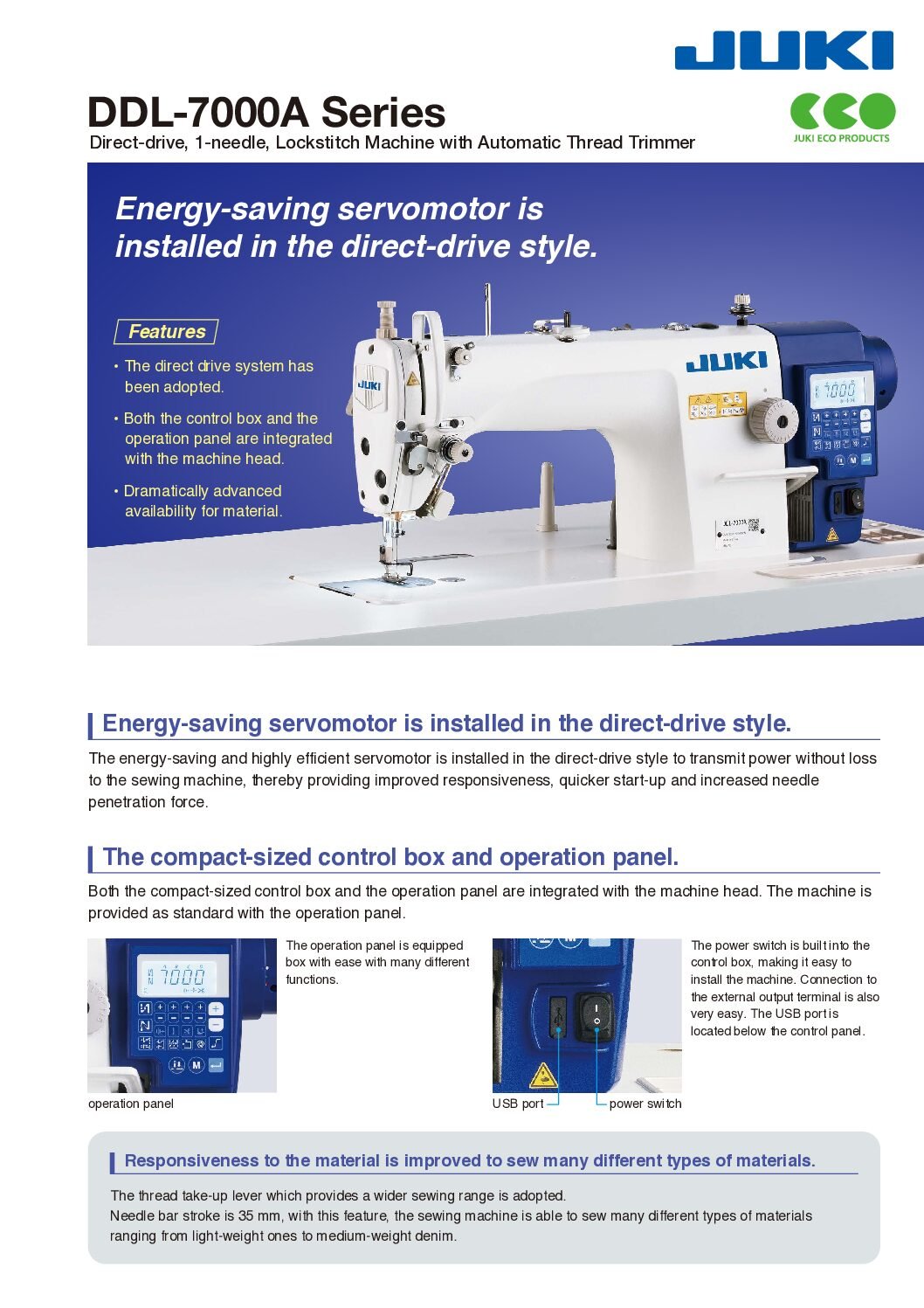 JUKI DDL-7000A · Direct-Drive Lockstitch catalogue cover